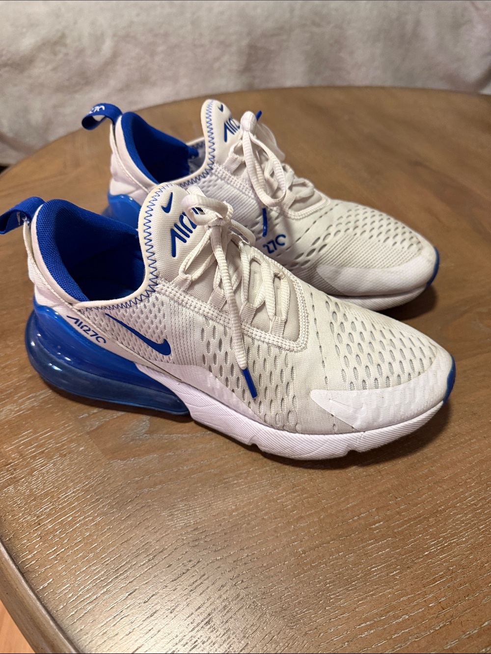 Nike White and Blue Air Max 270 Style Sneakers
